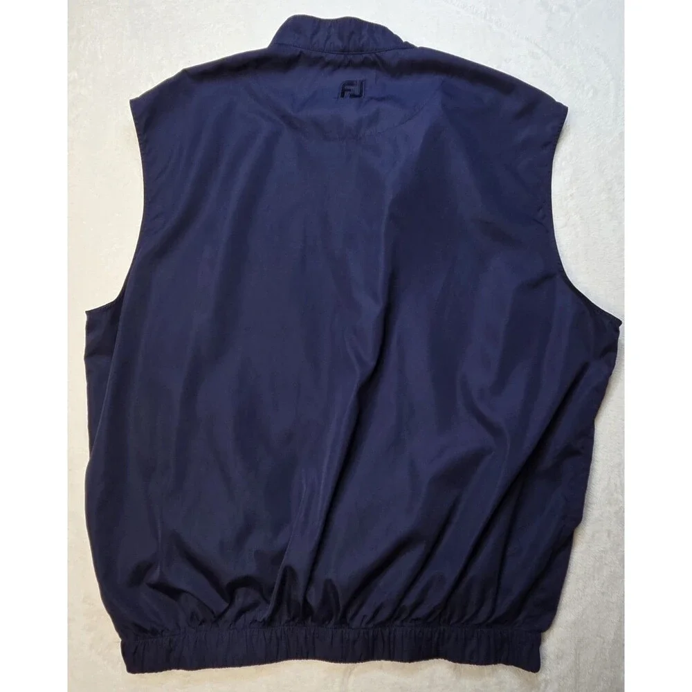 FJ Foot Joy Blue Pullover Nylon Vest Men's Med Snap Button, Wind & Rain